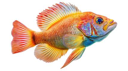 Orange Fish Aquatic Animal Underwater Sea Creature isolated on a Transparent or white Background