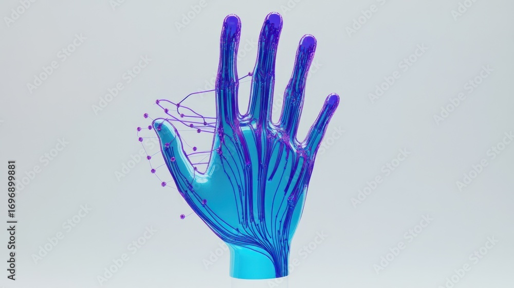 Poster abstract hand with interconnected network representing connectivity and data flow