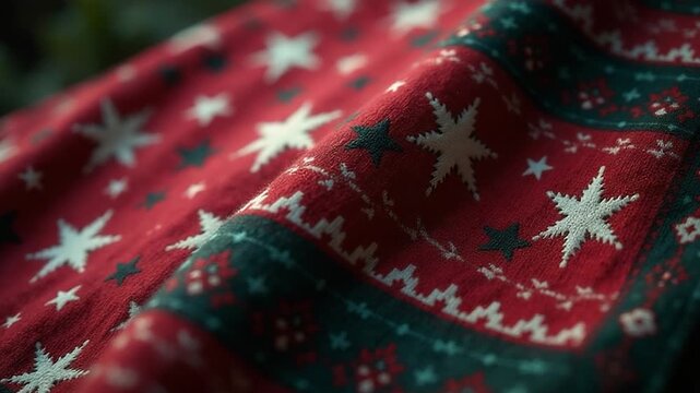 A cozy red blanket with white stars, perfect for camping or picnics