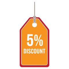 Exclusive Five Percent Discount Tag For Seasonal Retail Store Sale Promotion