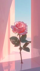 Pink rose in a pastel setting