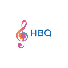 Fototapeta premium HBQ “Creative music academy logo with silhouette heads and notes” HBQ Later Logo, “Modern music therapy logo with faces and note symbol” 