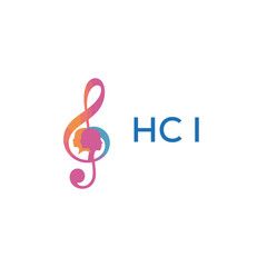 HCI “Creative music academy logo with silhouette heads and notes” HCI Later Logo, “Modern music therapy logo with faces and note symbol”
