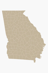 Vector graphic artwork suitable for print and web containing flat detailed map of GEORGIA