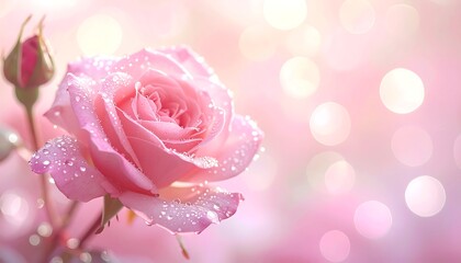 Pink rose with water droplets