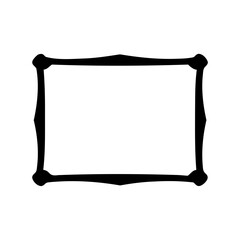 Ornate rectangular picture frame with curved corners in black and white