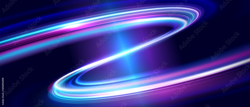 Poster modern high speed movement, technology concept. fast moving light streams. abstract neon light trail