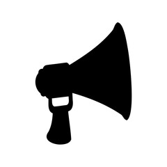 Black silhouette of a megaphone on a white background illustration design