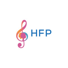 HFP  “Colorful music logo with human faces and treble clef design” HFP  Later Logo, “Creative music academy logo with silhouette heads and notes” 
