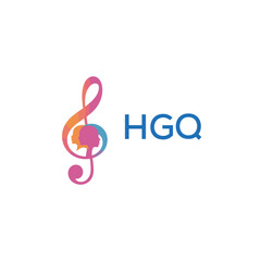 Fototapeta premium HGQ “Colorful music logo with human faces and treble clef design” HGQ Later Logo, “Creative music academy logo with silhouette heads and notes” 