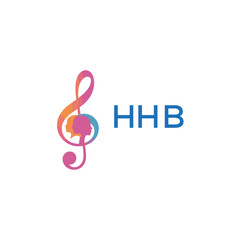 Fototapeta premium HHB “Colorful music logo with human faces and treble clef design” HHB Later Logo, “Creative music academy logo with silhouette heads and notes” 