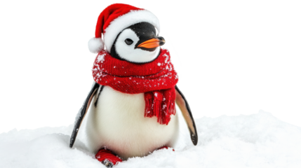 Penguin in Winter Gear  isolated on a Transparent or white Background