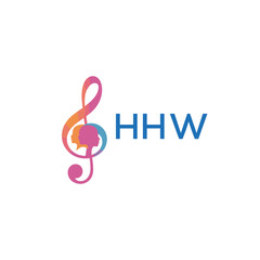 HHW  “Colorful music logo with human faces and treble clef design” HHW  Later Logo, “Creative music academy logo with silhouette heads and notes” 

