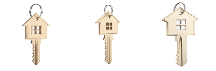 House shaped keys isolated on transparent background