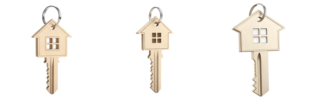 House shaped keys isolated on transparent background