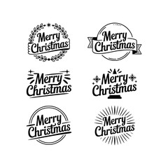 Fototapeta premium Merry Greetings Typography Collection with Festive Holiday Season Designs
