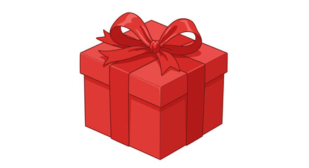 Obraz premium Red gift box with ribbon bow on white background for celebrations and gifts