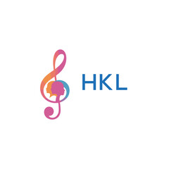 Fototapeta premium HKL “Colorful music logo with human faces and treble clef design” HKL Later Logo, “Creative music academy logo with silhouette heads and notes” 
