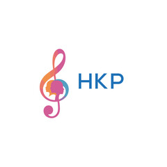 HKP “Colorful music logo with human faces and treble clef design” HKP Later Logo, “Creative music academy logo with silhouette heads and notes” 
