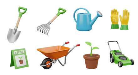 Gardening Essentials Showcase A Collection of Tools and Supplies for a Thriving Garden with Transparent Background