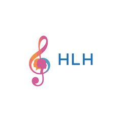 HLH “Colorful music logo with human faces and treble clef design” HLH Later Logo, “Creative music academy logo with silhouette heads and notes” 
