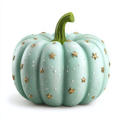 green pumpkin isolated on white