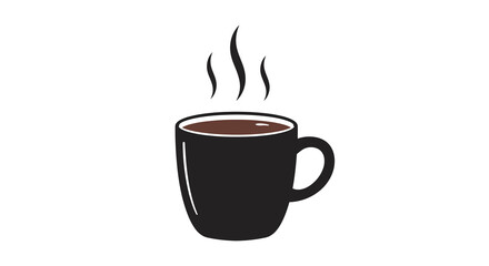 Minimalist coffee mug with steam on white background