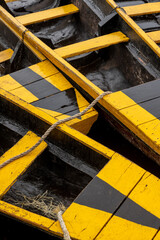 Traditional wooden boats for river travel in Canaima, Venezuela