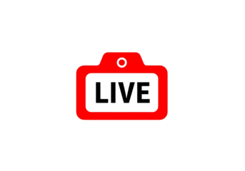 Red Live Stream Icon Symbol for Social Media Broadcasting Platform
