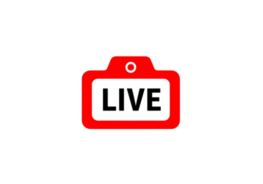 Red Live Stream Icon Symbol for Social Media Broadcasting Platform