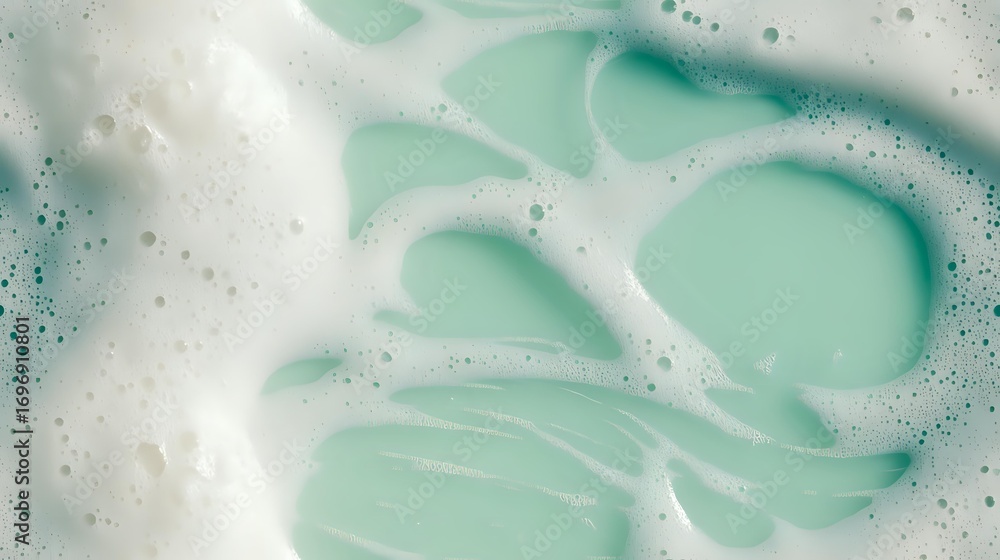Aufkleber swirling foam and bubbles in mint green liquid create abstract patterns and textures, suitable for s