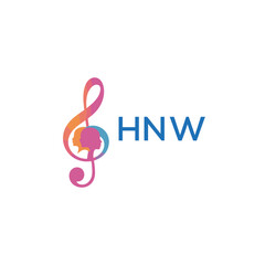 Fototapeta premium HNW “Colorful music logo with human faces and treble clef design” HNW Later Logo, “Creative music academy logo with silhouette heads and notes” 