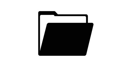 Minimalist silhouette of an open folder icon on white background