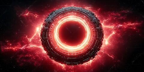 
Circular object set against a red and black space background in a sci-fi fusion style


