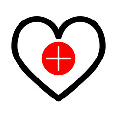 Obraz premium White heart icon with red plus sign symbol and crosshairs for healthcare medical assistance transparent background