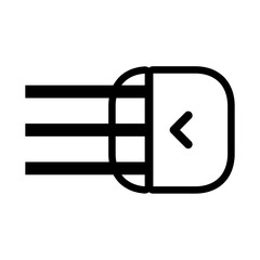 Modern ui icon depicting a left arrow navigation button with a scrollable menu symbol. transparent background