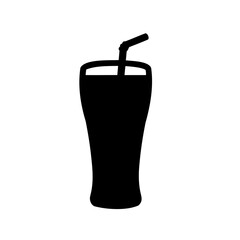 Silhouette of a refreshing beverage in a glass with a straw on white