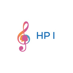 Fototapeta premium HPI “Colorful music logo with human faces and treble clef design” HPI Later Logo, “Creative music academy logo with silhouette heads and notes” 