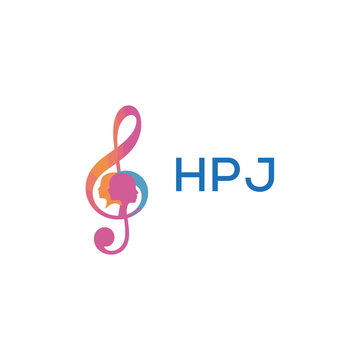 HPJ &ldquo;Colorful music logo with human faces and treble clef design&rdquo; HPJ Later Logo, &ldquo;Creative music academy logo with silhouette heads and notes&rdquo; 
