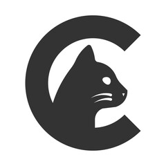 Letter C Cat Face Logo Design