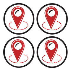Find your way with these vibrant red location pointer icons, perfect for maps, apps, and travel guides that need a modern, clean aesthetic