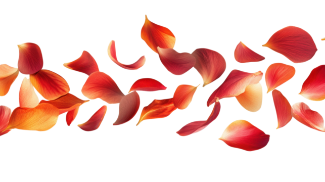 Scattered Rose Petals isolated on a Transparent or white Background
