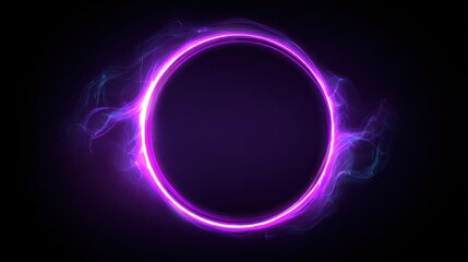A vibrant neon purple ring of light pulses against a dark background. The light swirls and eddies, creating a mesmerizing, almost hypnotic effect. The energy within the ring seems.