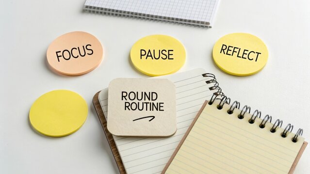 Creative Workspace with Notebooks and Sticky Notes for Productivity