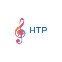 Fototapeta premium HTP “Colorful music logo with human faces and treble clef design” HTP Later Logo, “Creative music academy logo with silhouette heads and notes” 