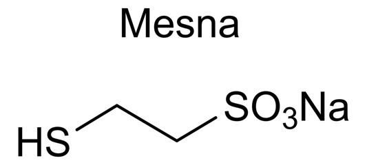 Chemical structure of mesna, drug substance