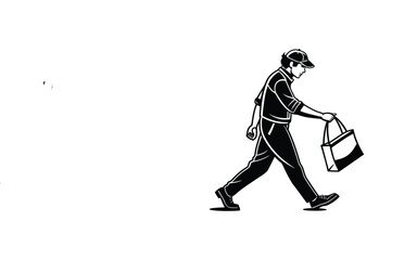 Fototapeta premium Silhouette of a running young woman with shopping bags