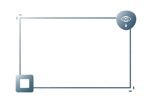 Eye with tear drop in circle and rectangle border design - Powered by Adobe