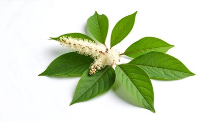 Obraz premium Elegant plant with bright green leaves and a delicate flowering sprig