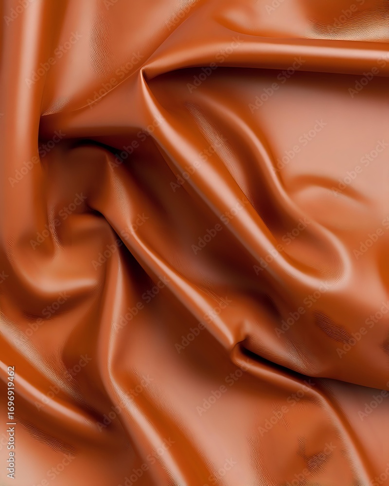 Aufkleber smooth flowing brown satin fabric with elegant folds and creases creating luxurious waves and shadow